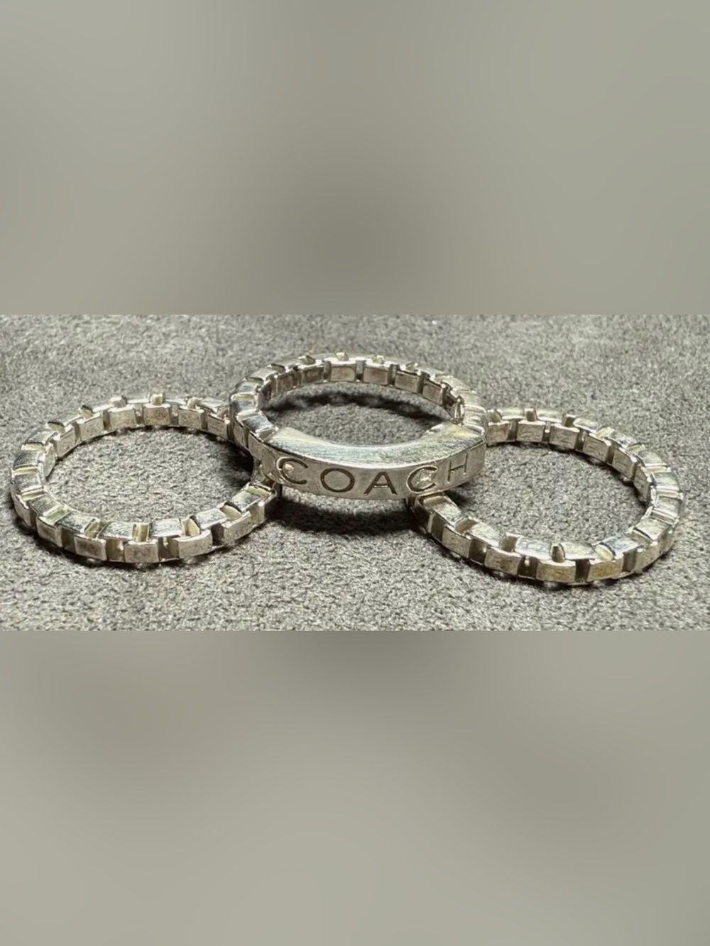 Coach Sterling Silver Triple Box Chain
Stackable Ring Band Set